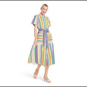 NWT Christopher John Rogers Striped Rainbow Dress